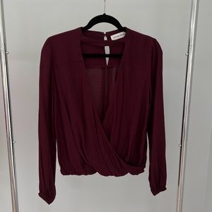Wine Colored Long Sleeve Blouse
